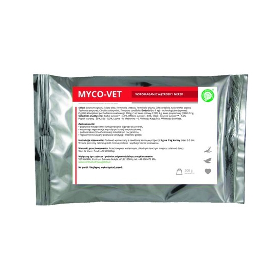 CENTRUM ZDROWIA GOŁĘBI Myco-Vet 200g - wspomaganie wątroby i nerek, eliminacja mykotoksyn
